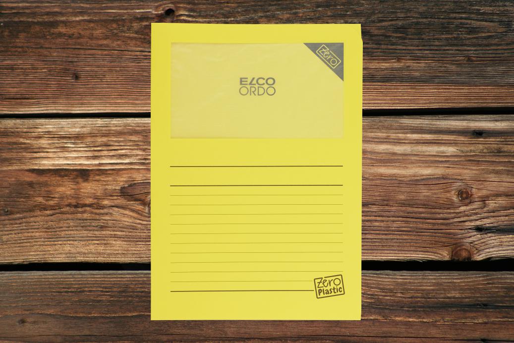 Ordnungsmappen mit Sichtfenster und Linien 220x310 mm Intensivgelb 120 g/qm Zero Plastic